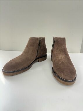Suede Side-Zip Ankle Boots in Taupe
